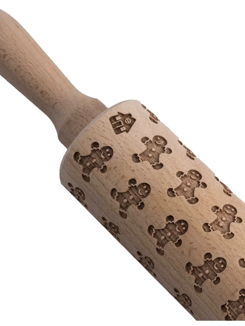 Embossed Gingerbread Pattern Rolling Pin